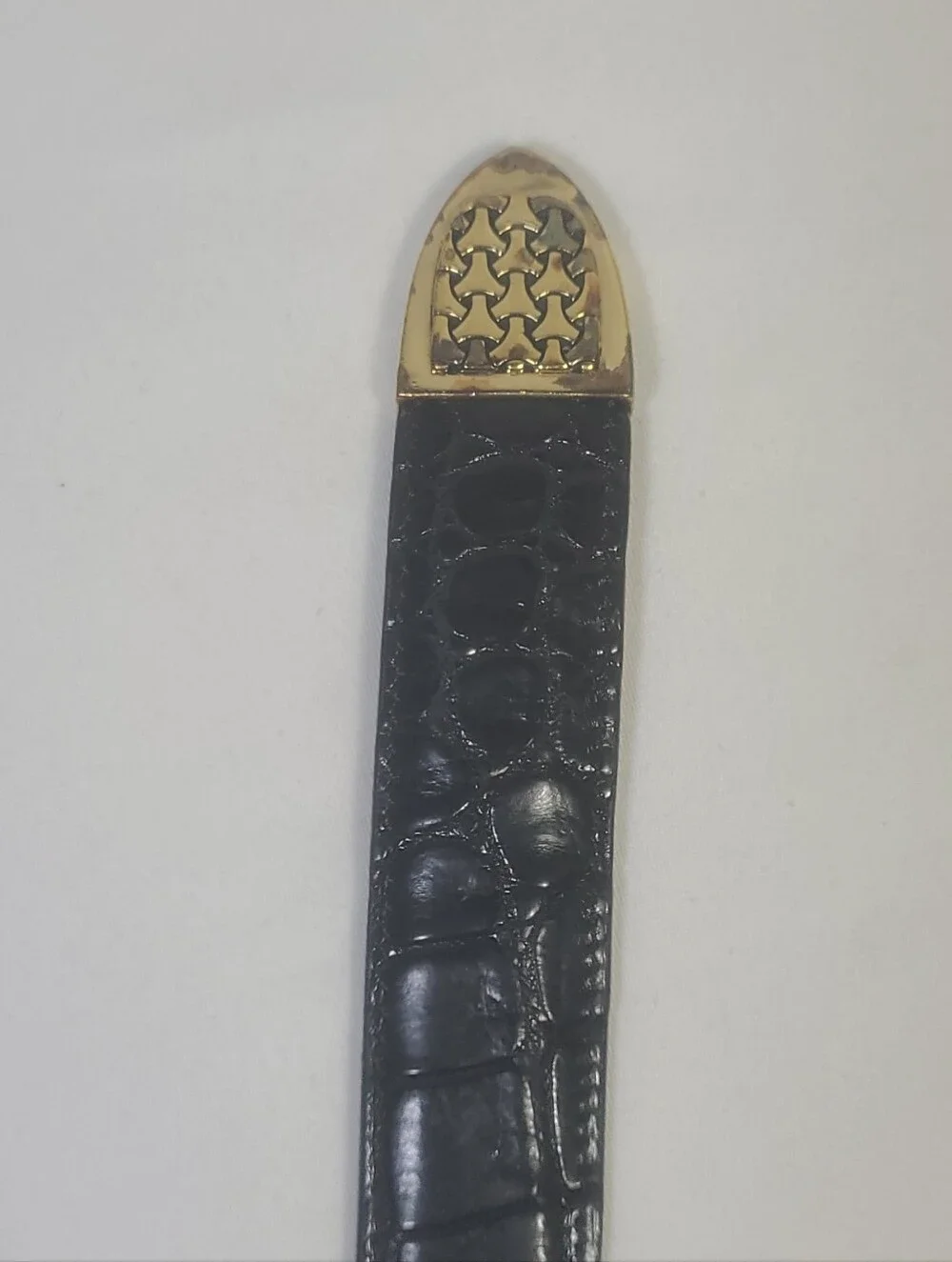Alexander’s Sterling Silver Gold Plated Black Alligator Belt & Buckle USA Sz 34